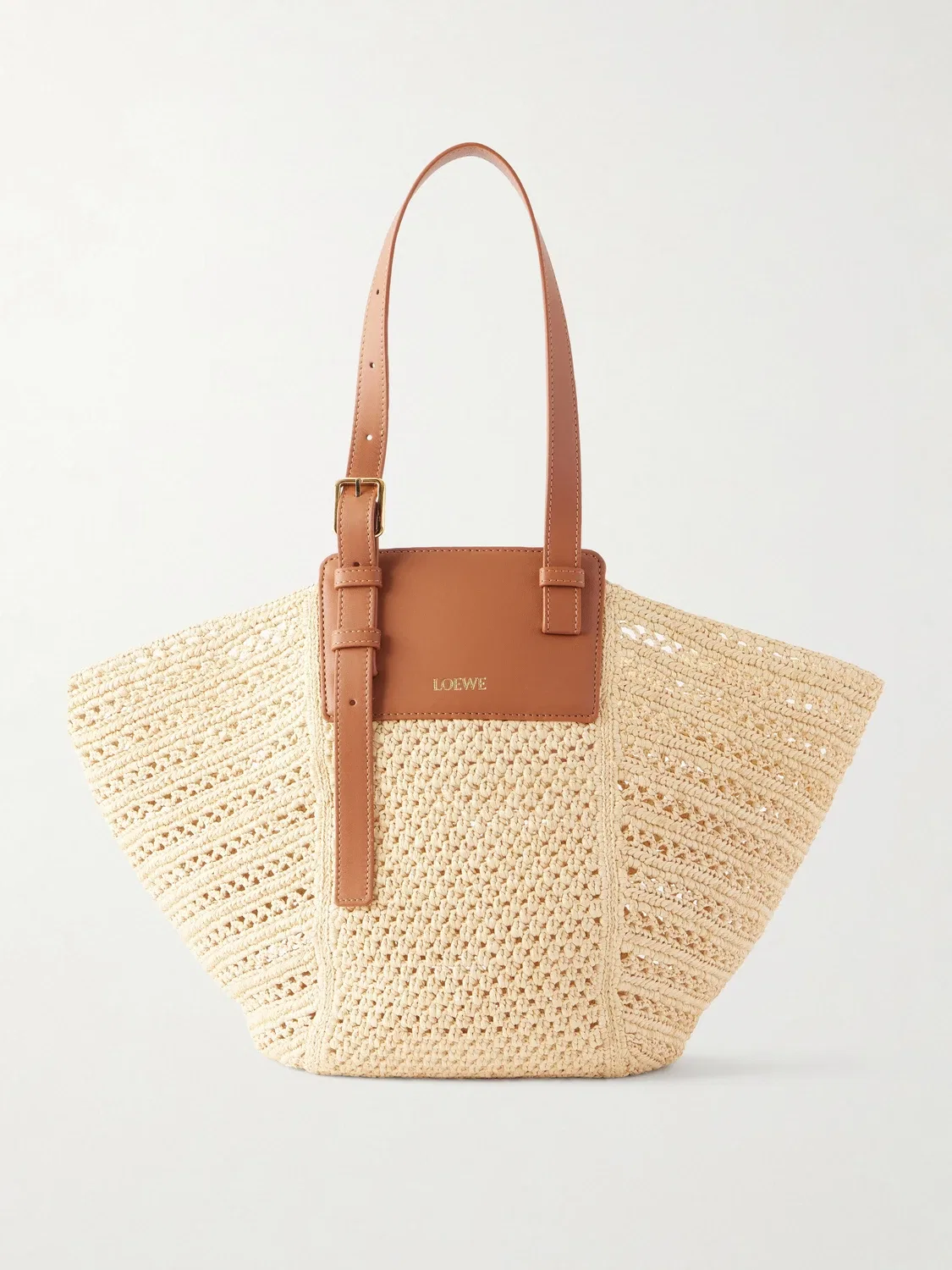 Сумка-тоут из рафии Paula's Ibiza Hammock Cabas с кожаной отделкой LOEWE, бежевый