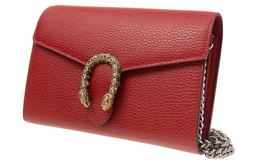 Женский кожаный кошелек Gucci Dionysus миниатюрный, красный — фото 2