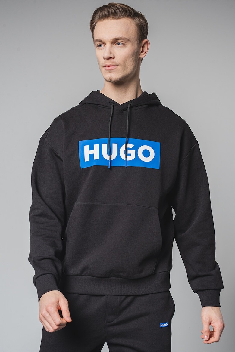

Худи с логотипом и завязками Hugo, черный