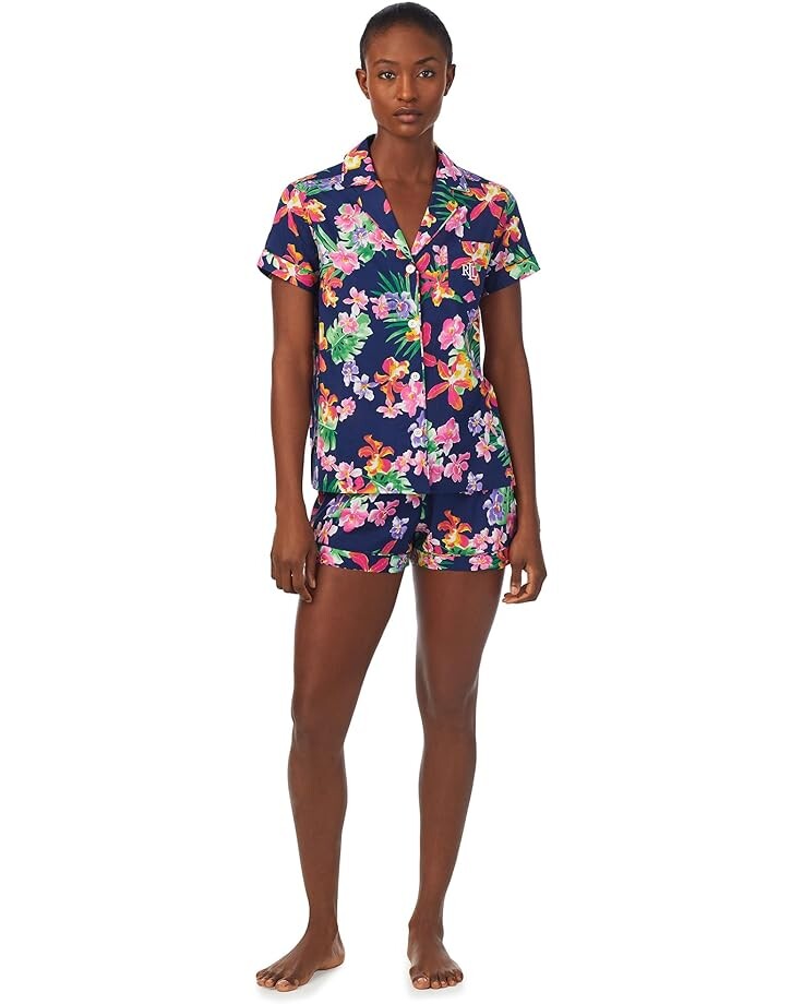 

Пижама LAUREN Ralph Lauren Short Sleeve Notch Collar Boxer, цвет Multi Floral