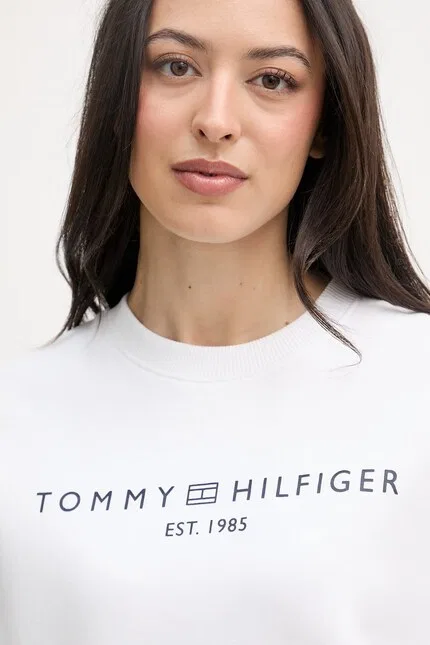 Худи без капюшона свободный крой Tommy Hilfiger, белый — фото 4