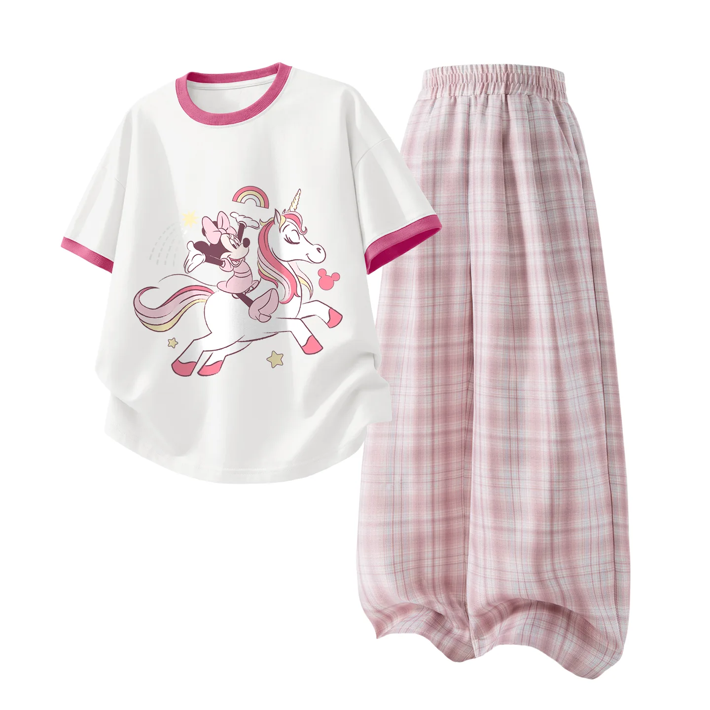 Детский спортивный комплект Casual Sportswear из 2 предметов Disney, DiFei White Red Pink+Solid Color Quartz Pink