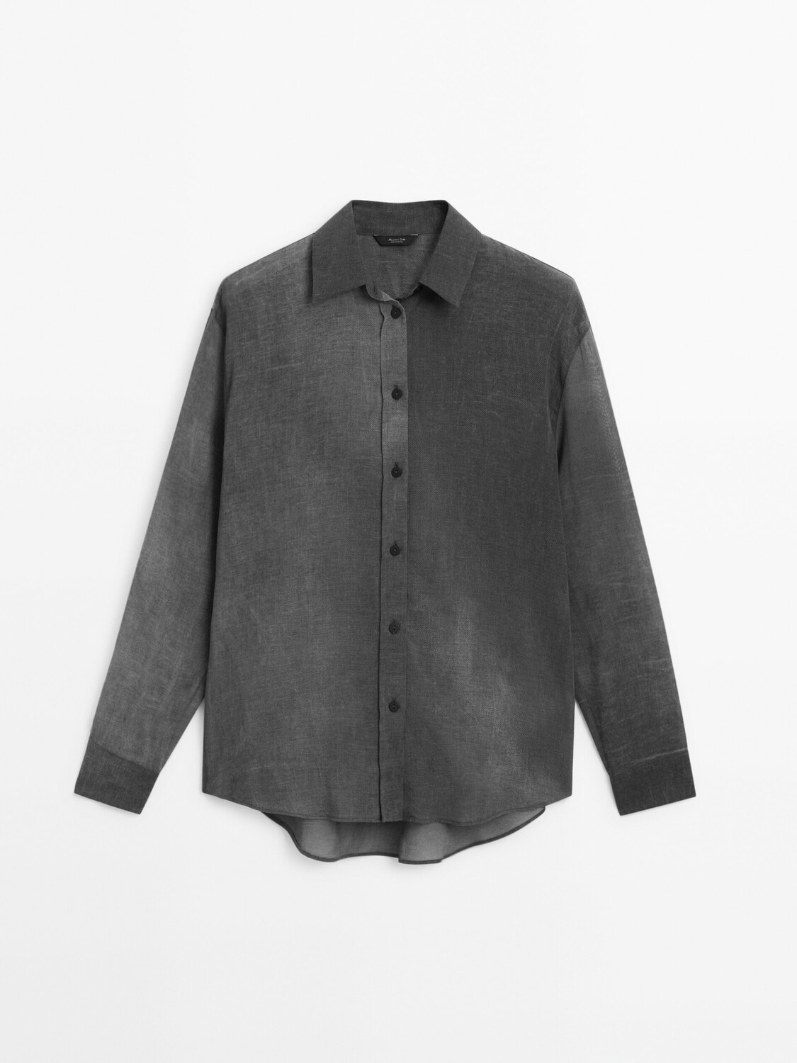 

Рубашка из полупрозрачного 100% хлопка Massimo Dutti, серый