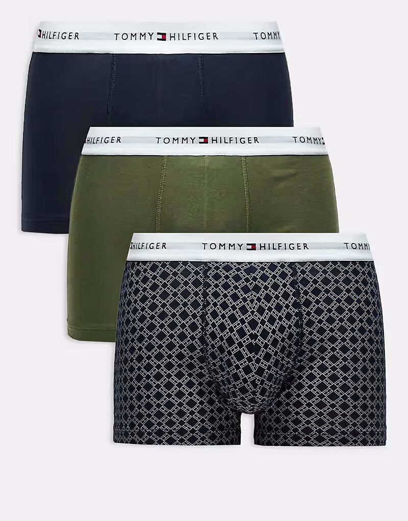 

Комплект из 3-х трусов Tommy Hilfiger в темно-синем, хаки и с геометрическим принтом