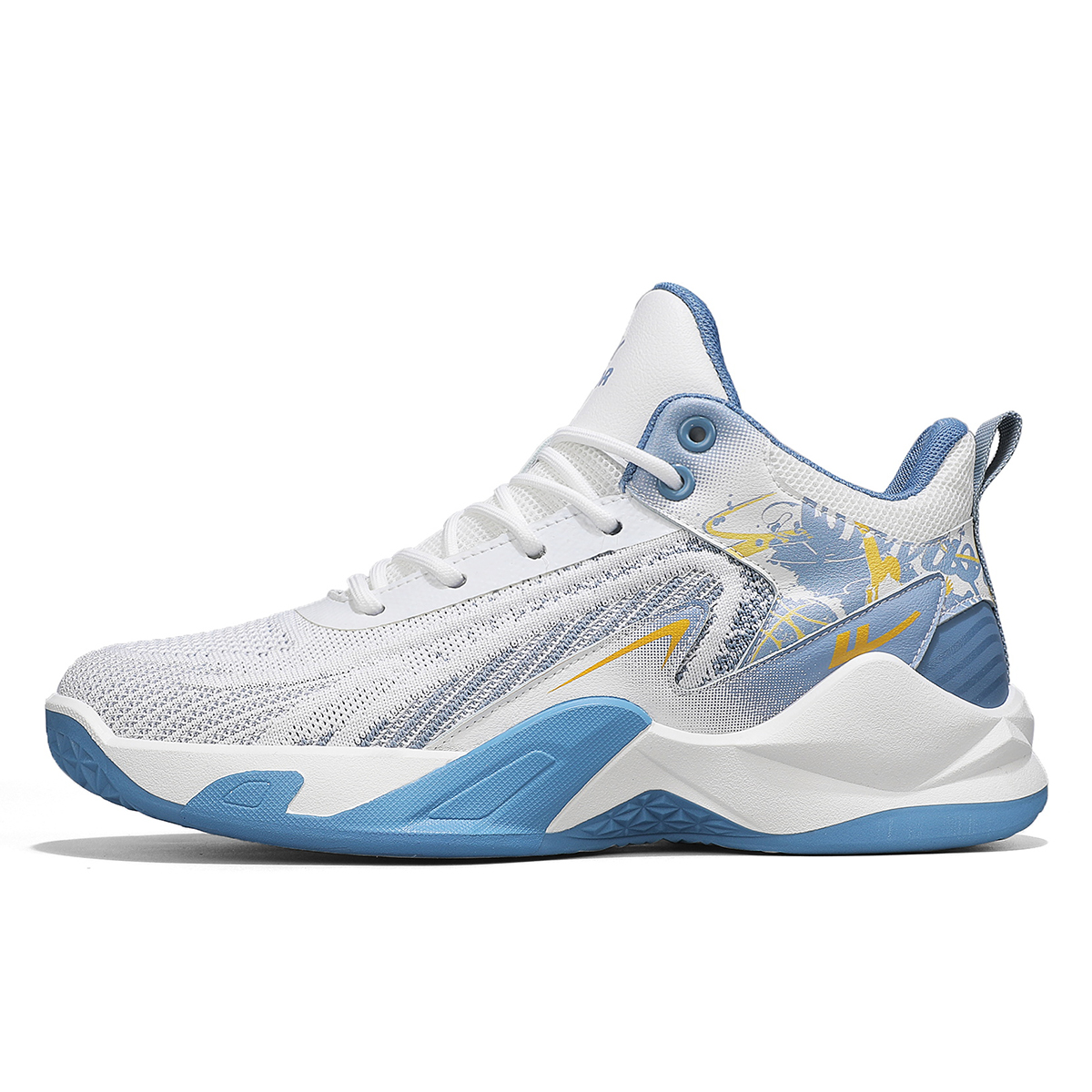 

Баскетбольные кроссовки мужские высокие топы White/Blue WARRIOR, бело-сине-серые