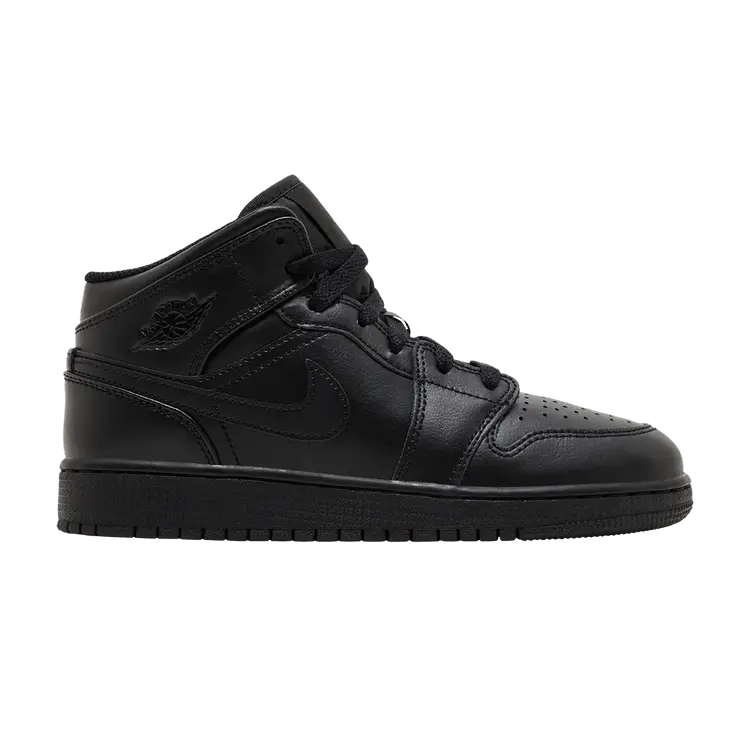 

Кроссовки Air Jordan Air Jordan 1 Mid GS 'Triple Black' 2022, черный