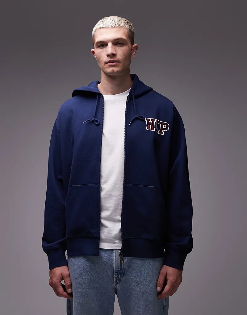 

Мини-толстовка Carhartt WIP с застежкой-молнией и капюшоном синего цвета