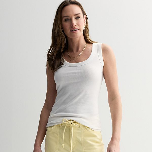 

Женский рифленый топ с круглым вырезом Sonoma Goods For Life, Vital White