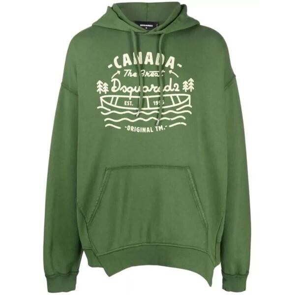 

Футболка graphic-print verde cotton hoodie Dsquared2, зеленый