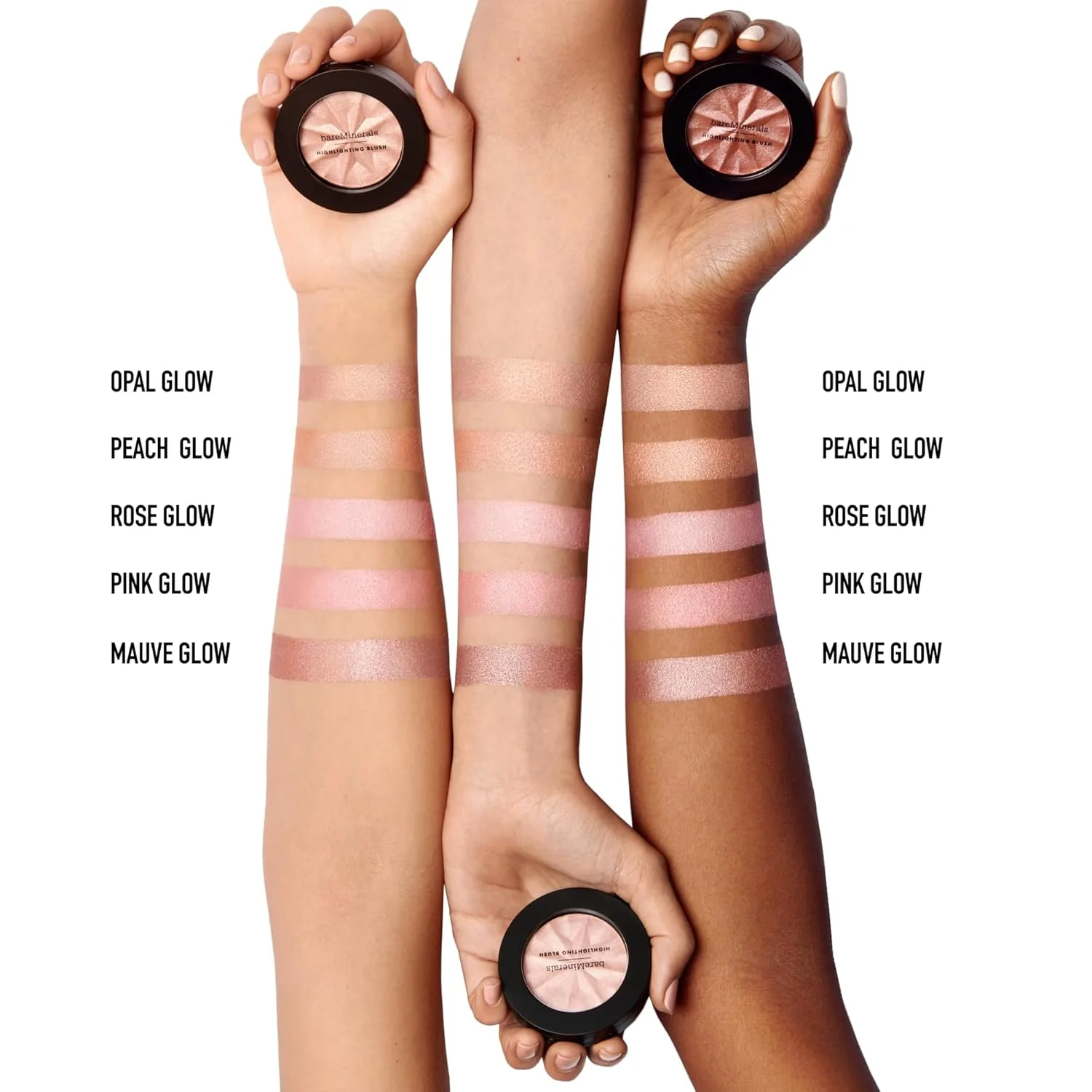 bareMinerals Gen Nude Highlighting Blush, 2-в-1 румяна и хайлайтер, шелковистая текстура, стойкость на весь день, сияющий финиш, без талька, веган, Rose Glow — фото 4
