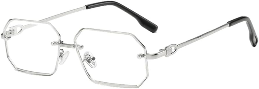 

мужские многоугольные солнцезащитные очки UV400 женские винтажные модные солнцезащитные очки для мужчин металлические зеленые коричневые синие женские TYUVIVO, Silver With Clear