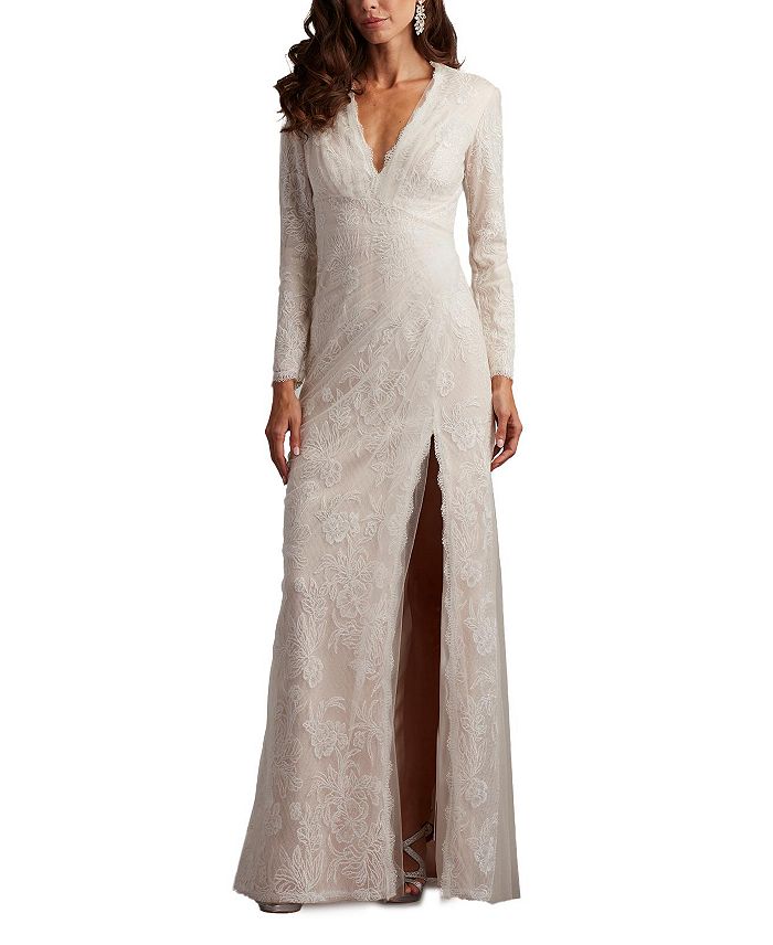 

Черелловое платье с вышивкой из тюля Tadashi Shoji, слоновая кость/кремовый