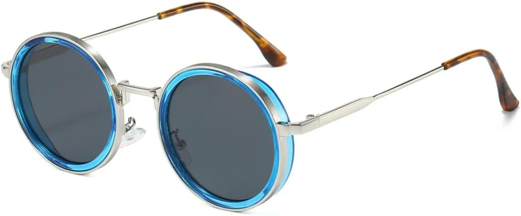 

Винтажные круглые солнцезащитные очки для мужчин, модные металлические, разноцветные, женские, ретро, ​​стильные, роскошные, с защитой от УФ-излучения UV400 TVTBBVV, Blue