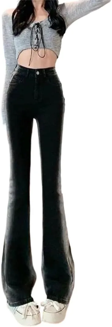 

Женские джинсы с градиентом и расклешенным низом, осенне-зимние, стрейч, slim fit