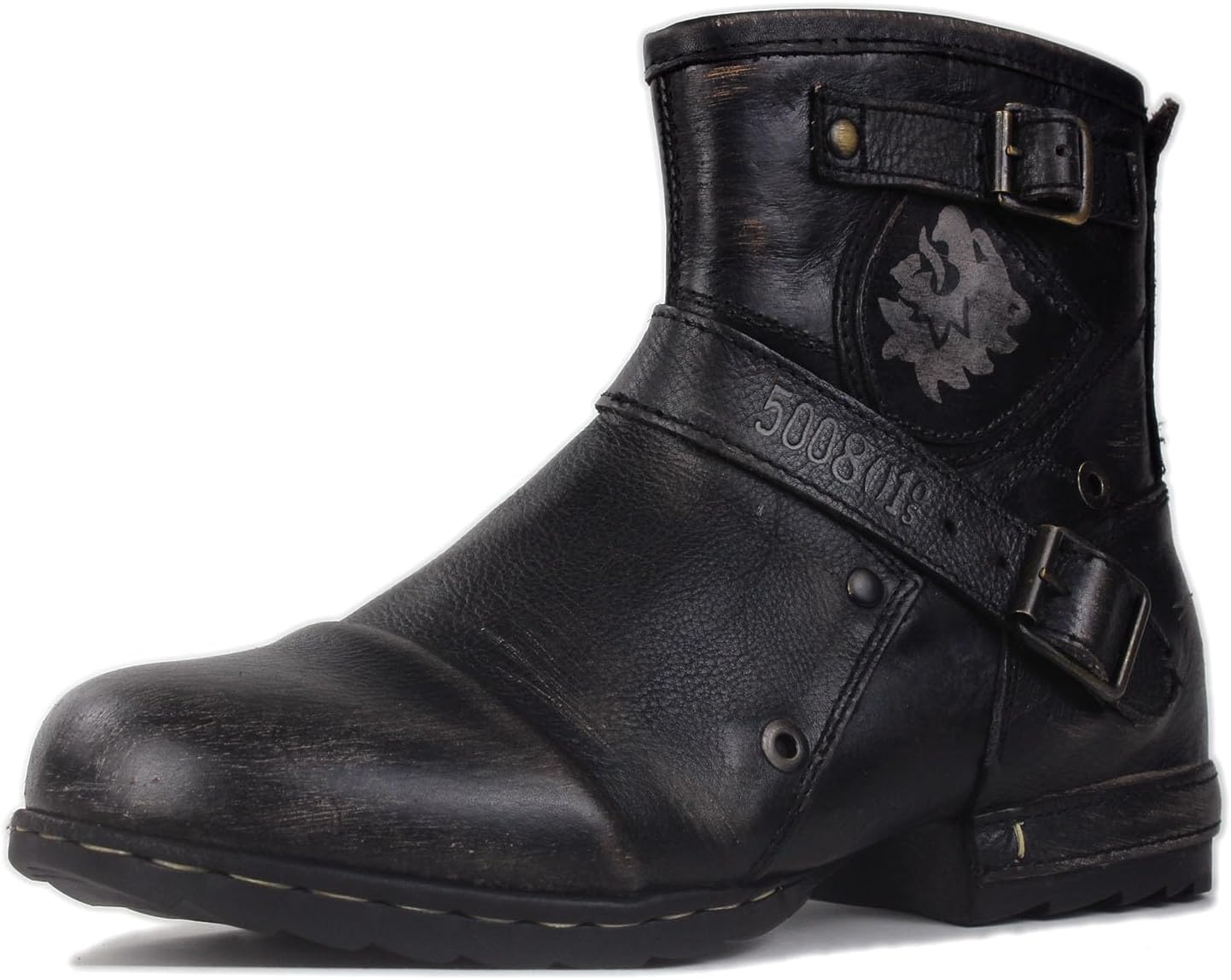 

Мужские мотоциклетные ботинки OSSTONE с модной застежкой-молнией, кожаные ботинки Чакка, повседневная обувь OS-5008-1-BP-US-R, винтажный коричневый