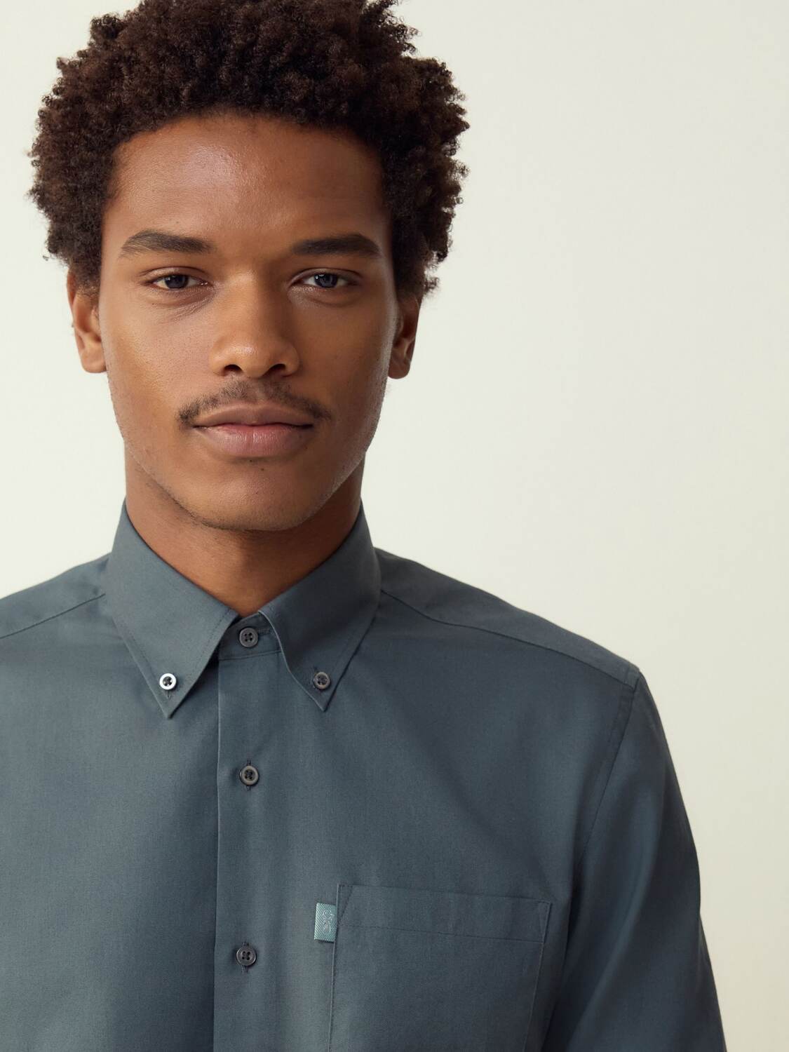 Next Рубашка 'Oxford' для бизнеса синего цвета Regular fit — фото 4