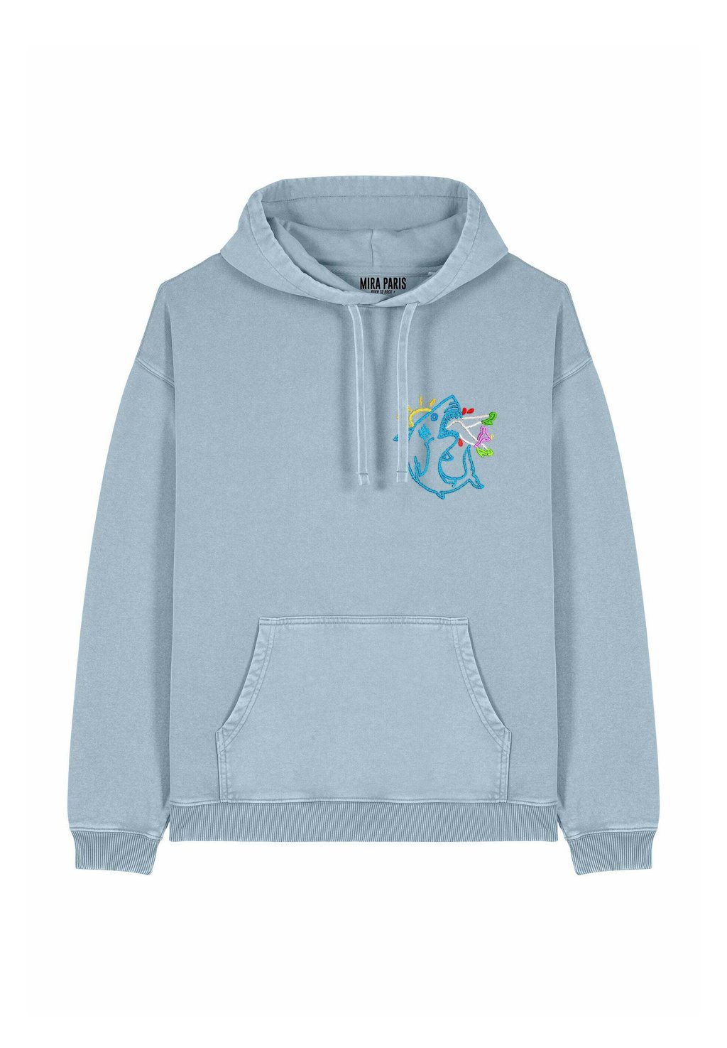 

Толстовка SHARK EMBROIDERY UNISEX VINTAGE - Hoodie Mira Paris, светло-голубой