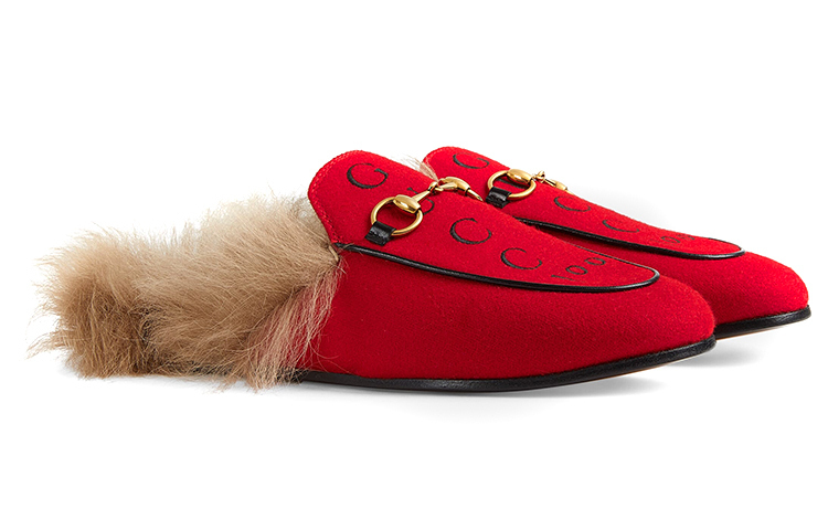 2015 Re Edition Princetown Закрытые Тапочки Женские Красный GUCCI — фото 2