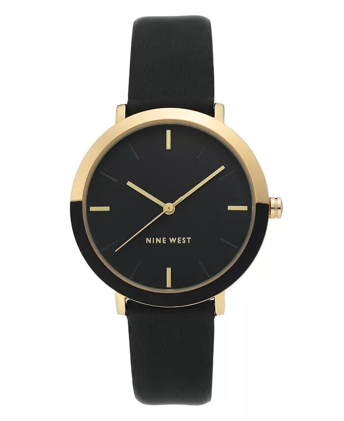 

Женские часы Nine West, золотистый, с черным ремешком, 36 мм Anne Klein