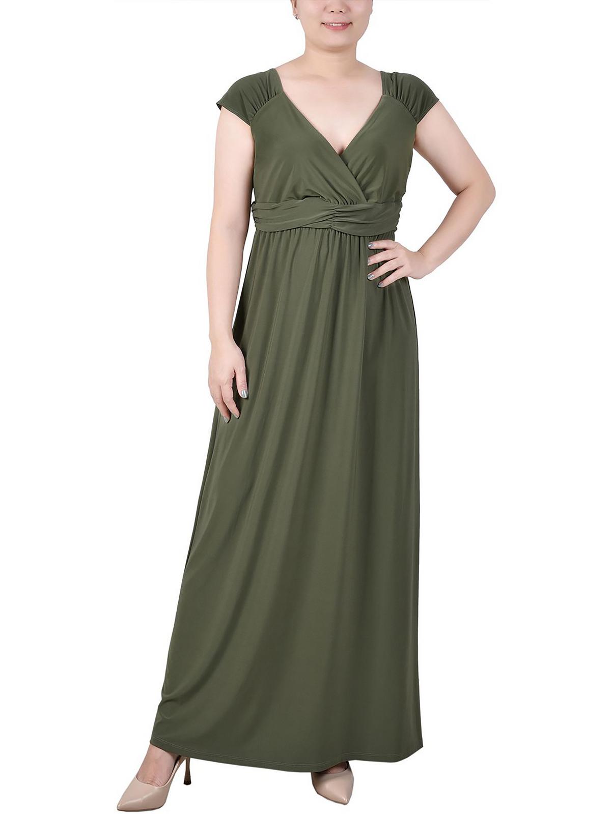 

Женское платье макси с запахом Petites NY Collection, цвет oil green