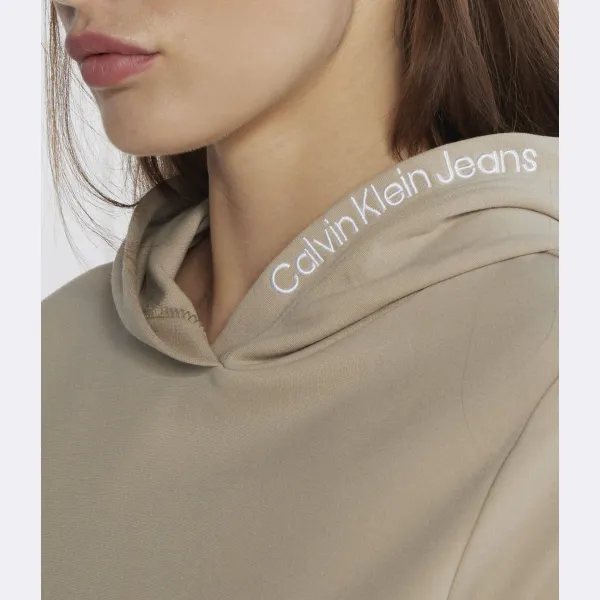 Укороченная толстовка Calvin Klein, бежевый — фото 4