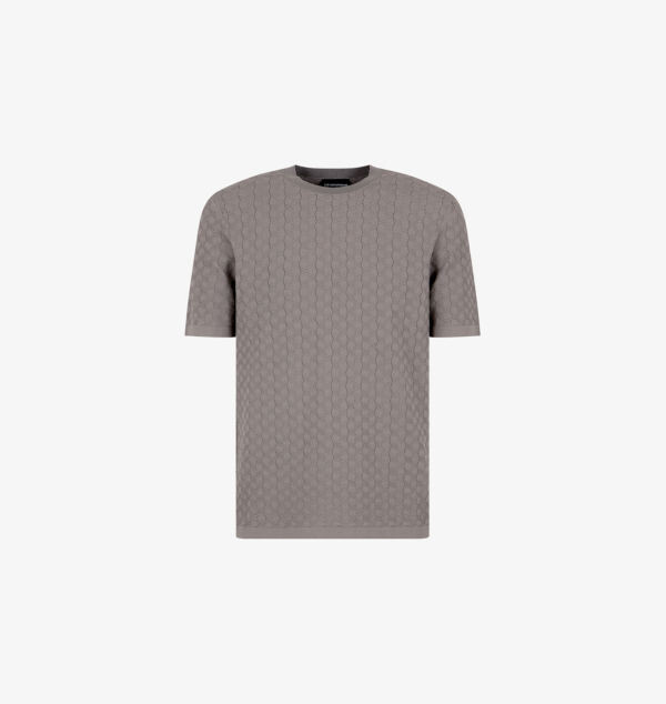 

Вязаный джемпер с короткими рукавами и тисненым узором Emporio Armani, цвет brushed nickel