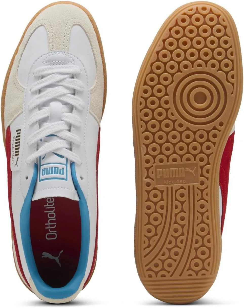 Кроссовки кожаные PUMA, цвет Puma White/Four Time Red (21) — фото 3