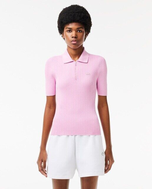 

Lacoste Женская вязаная рубашка-поло на молнии Lacoste, розовый