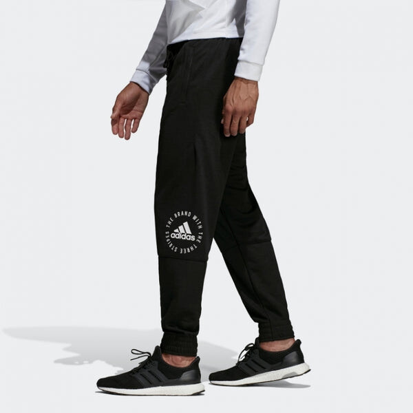 Спортивные штаны adidas Training Running Printing Logo Knit Sports Long Pants Black, черный — фото 4
