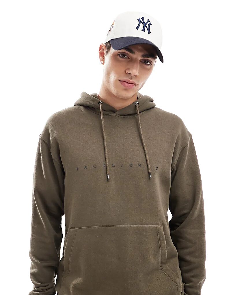 

Толстовка с капюшоном цвета хаки с большим логотипом Jack & Jones