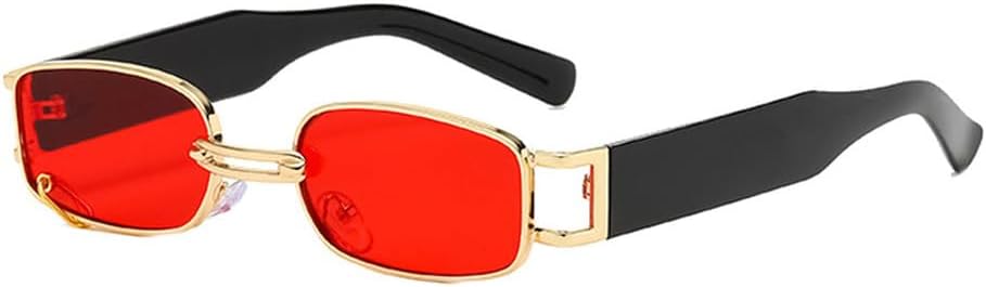 

Популярные модные маленькие прямоугольные женские солнцезащитные очки класса люкс в винтажном панк-стиле для мужчин, солнцезащитные очки с защитой от УФ-излучения UV400 HYYZZC, Golden Red