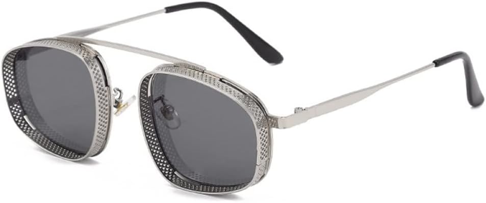 

Винтажные солнцезащитные очки в стиле панк с толстой сетчатой ​​оправой для мужчин, овальные солнцезащитные очки с градиентной оправой из сплава для женщин XLUMIO, Silver Gray