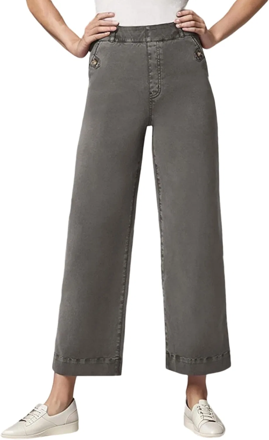 Джинсы капри, джинсовые, Wide Leg, Dark Gray