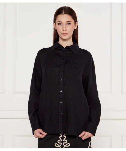 

Льняная рубашка Relaxed fit Gant, черный