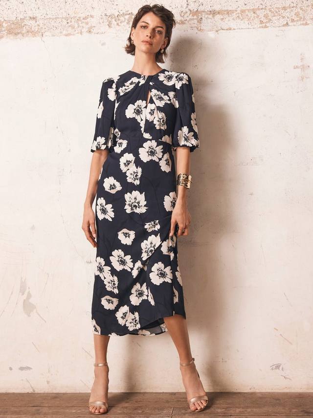 

Платье миди с цветочным принтом и скрученными деталями Mint Velvet, Blue Navy