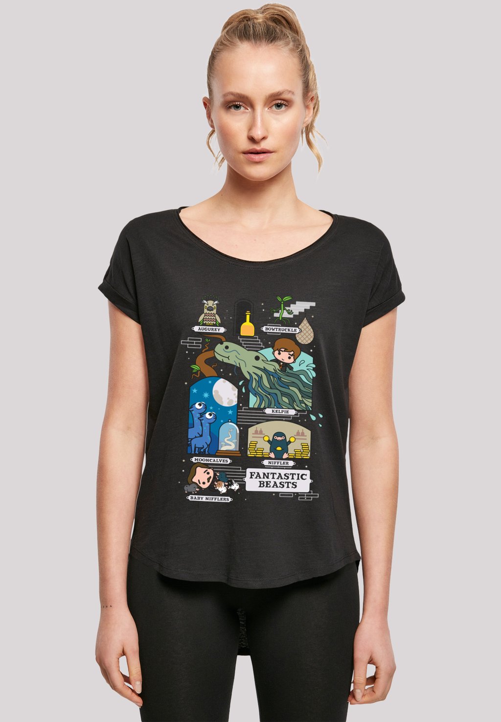 

Футболка с принтом PHANTASTISCHE TIERWESEN CHIBI NEWT F4NT4STIC, черный
