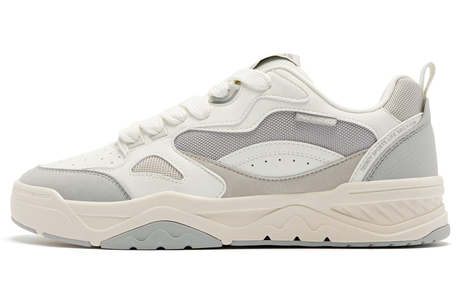 

Мужские кеды для скейтбординга Sea Salt 1.0 с эффектом увеличения роста, износостойкие, противоскользящие, низкие, цвет слоновая кость QIAODAN, туманно-серый