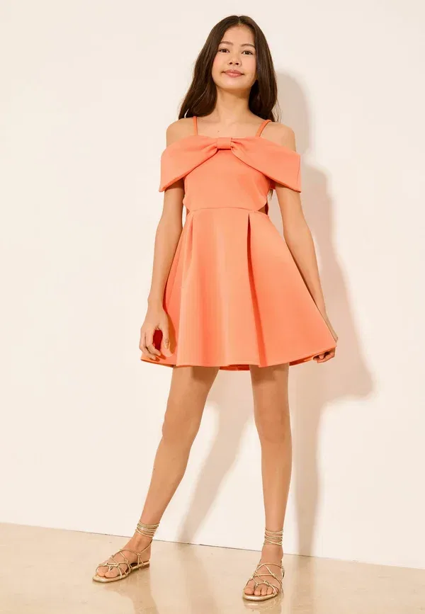 Платье Regular fit bow scuba cut out dress Lipsy, кораллово-розовый