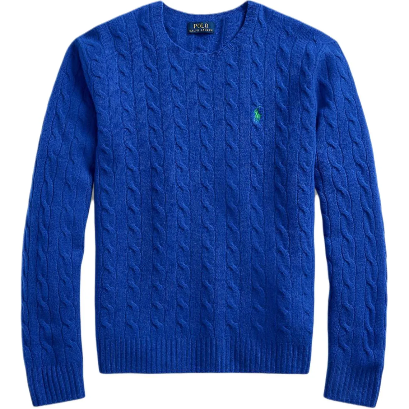 Свитер с вышивкой пони и косой вязкой Polo Ralph Lauren, синий