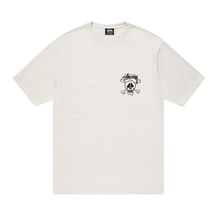 

Футболка Stussy Skull and Bones Pigment Dyed 'Natural', белый
