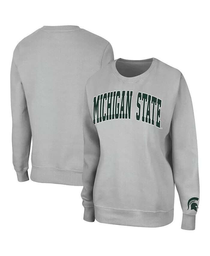 

Женский серый пуловер-свитшот Michigan State Spartans Campanile Colosseum