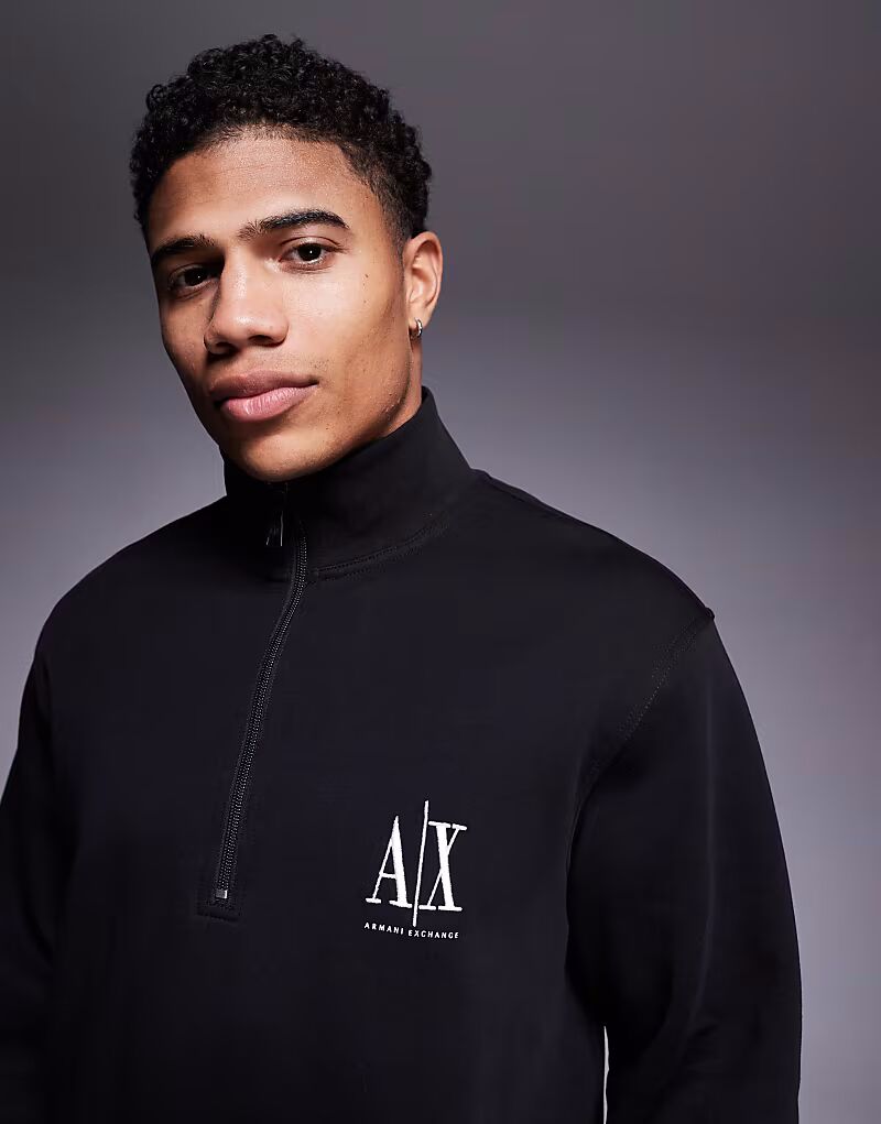 

Толстовка с логотипом Armani Exchange на молнии черного цвета