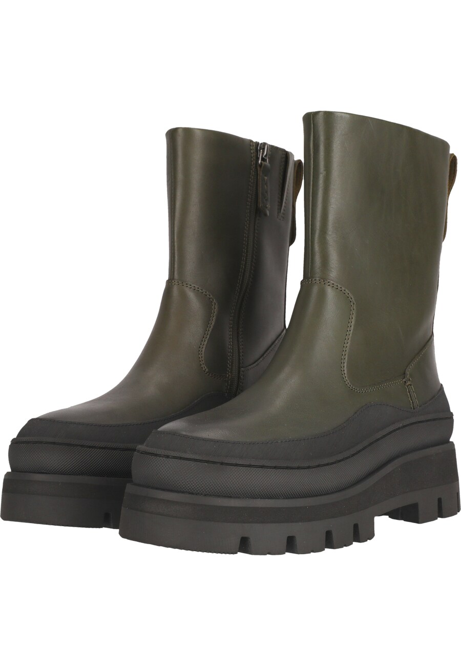 Ботинки женские CLARKS Orianna 2 Rise кожаные на платформе, зеленый — фото 3