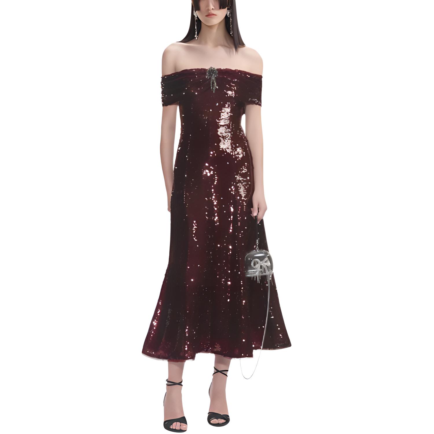 

Self Portrait платье миди с пайетками на бретелях Self-portrait, burgundy