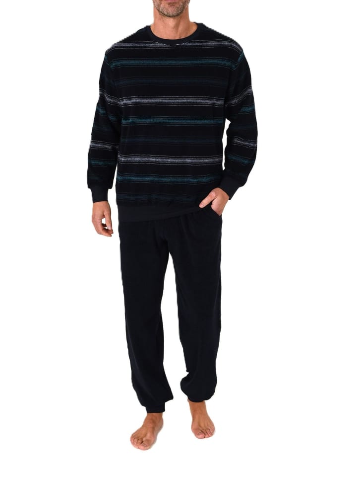 

NORMANN Пижама из махровой ткани с длинными рукавами и манжетами бирюзового цвета