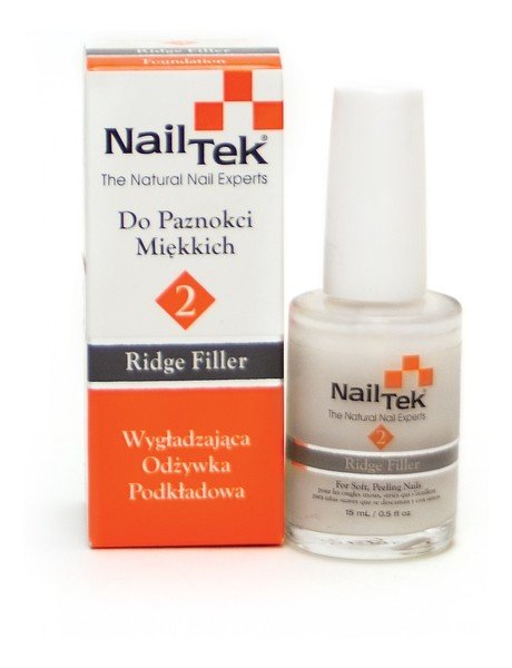 

Nail Tek, Ridge Filler Foundation II, разглаживающая база-кондиционер для мягких ногтей, 15 мл