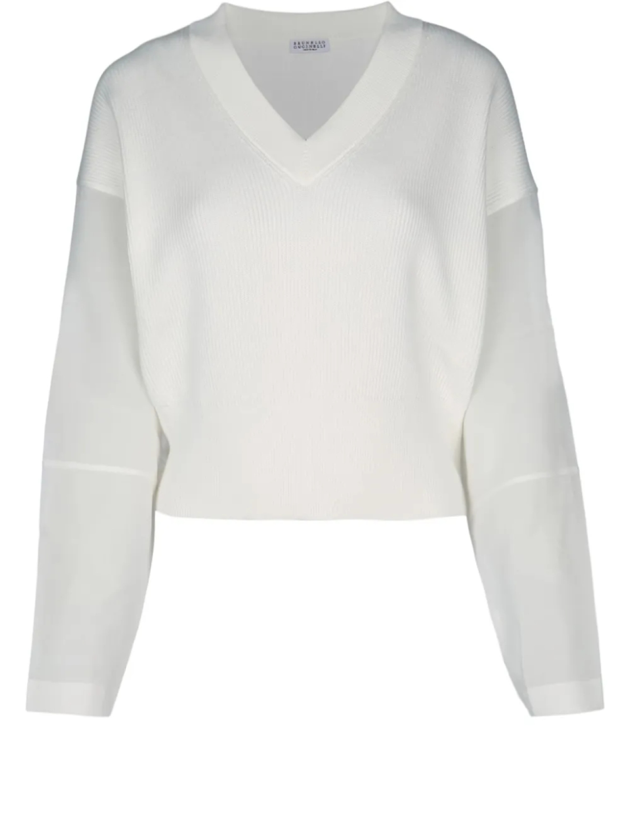 

Свитер Brunello Cucinelli с V-образным вырезом и контрастными вставками, белый