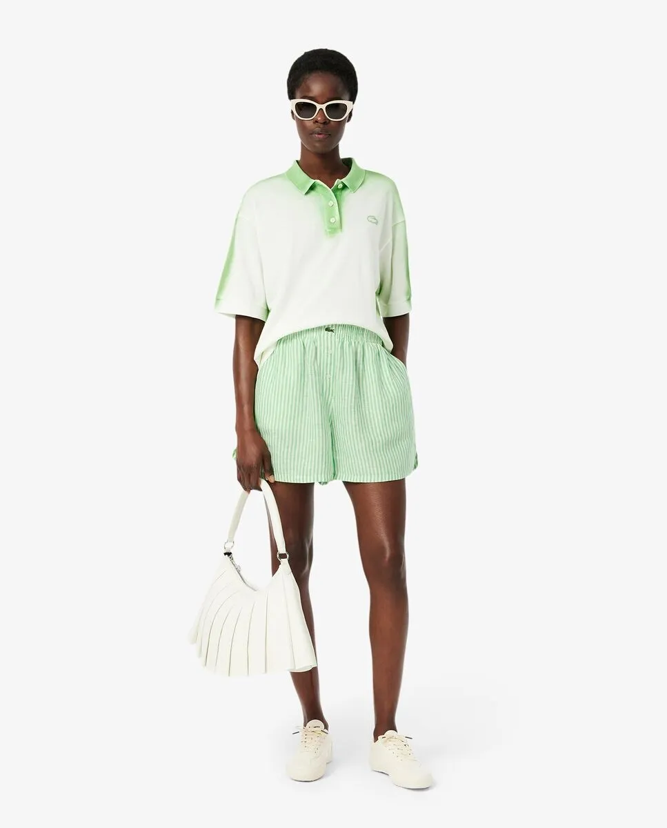 

Женские льняные шорты свободного кроя в полоску Lacoste, белый
