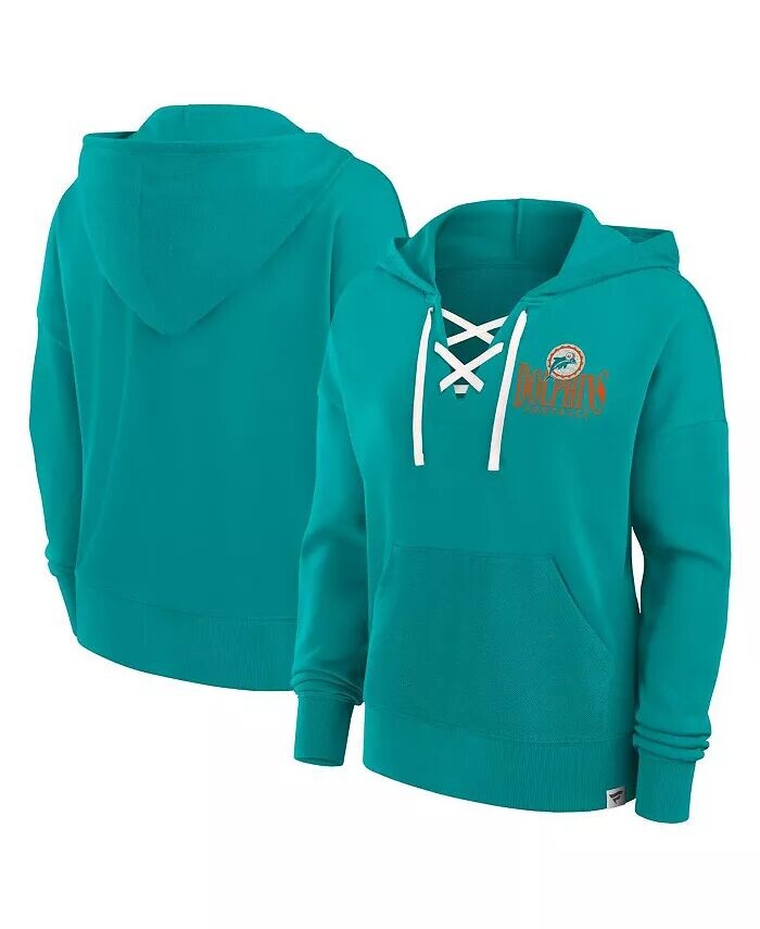 

Женская толстовка Aqua Miami Dolphins Blitz Left со шнуровкой и капюшоном Fanatics