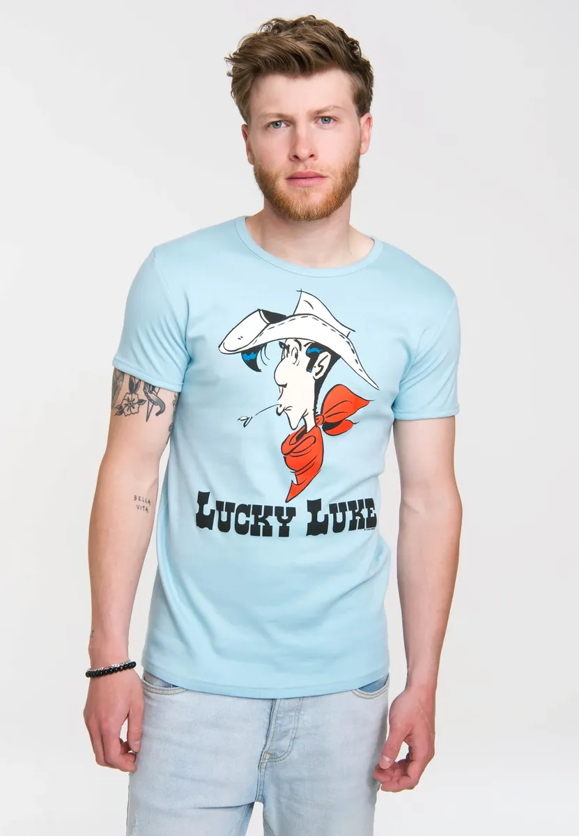

Футболка Logoshirt "Lucky Luke Portrait" с принтом Lucky Luke, синий